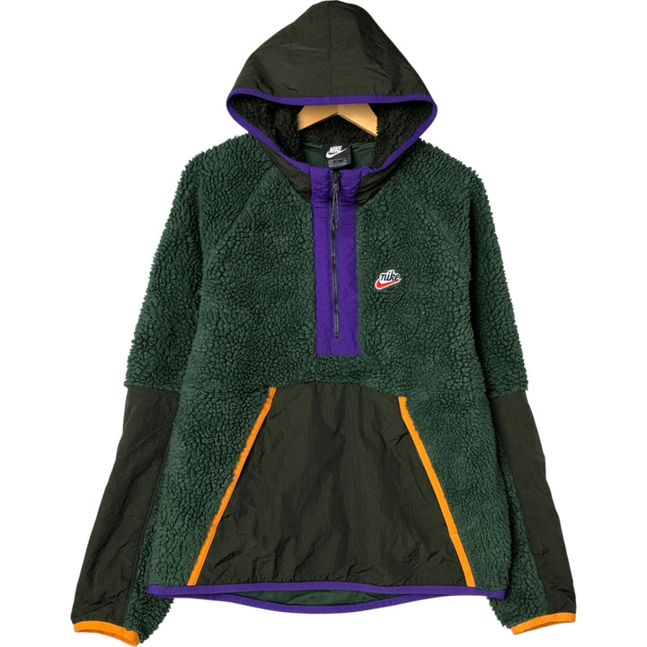 Nike Half-Zip Boa Parka, Men's Size Small polyester green type Vintage Second Hand