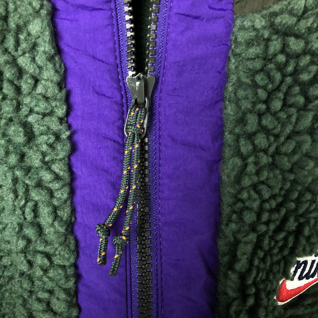 Nike Half-Zip Boa Parka, Men's Size Small polyester green type Vintage Second Hand