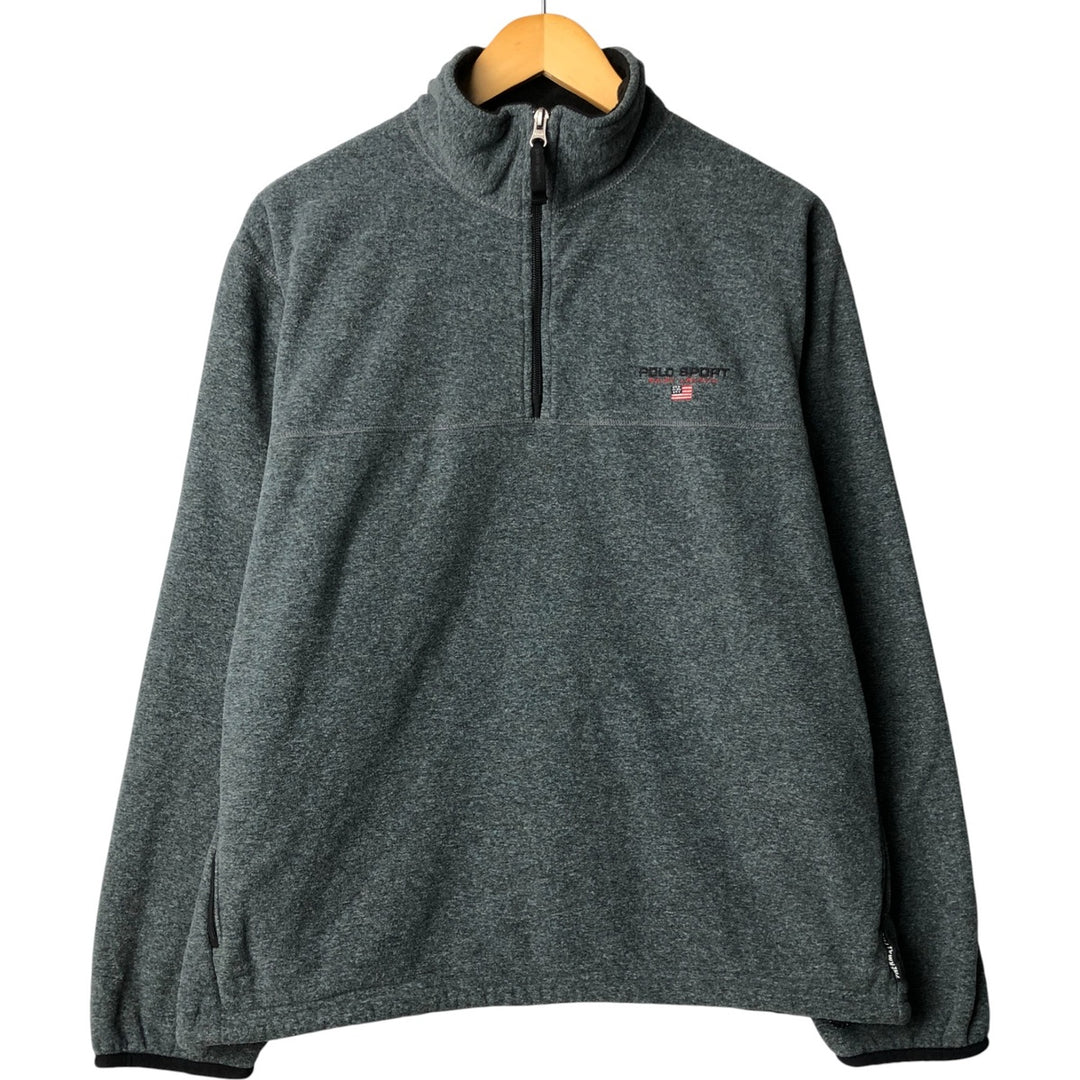 Vintage 90'S Ralph Lauren Polo Sport half-zip fleece pullover, size L, men's polyester gray type Vintage Second Hand