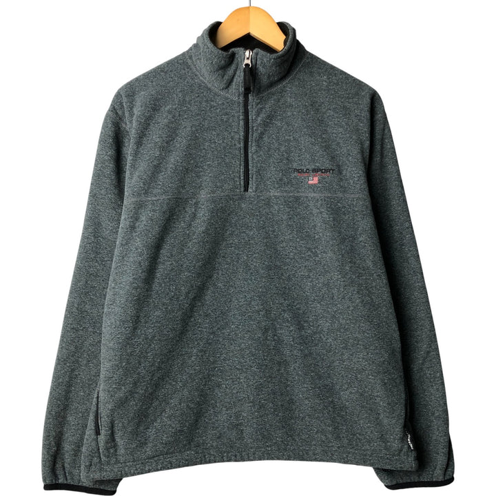 Vintage 90'S Ralph Lauren Polo Sport half-zip fleece pullover, size L, men's polyester gray type Vintage Second Hand