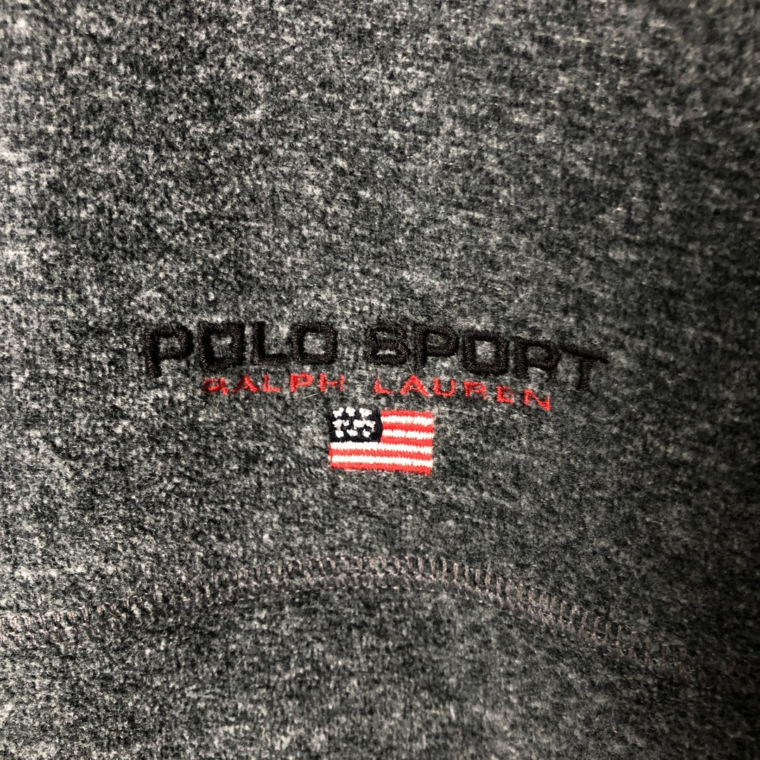 Vintage 90'S Ralph Lauren Polo Sport half-zip fleece pullover, size L, men's polyester gray type Vintage Second Hand