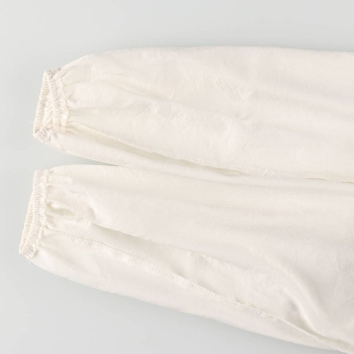 Lace-up off-shoulder cropped long sleeve ruffle blouse for women, size S polyester white type Vintage Second Hand