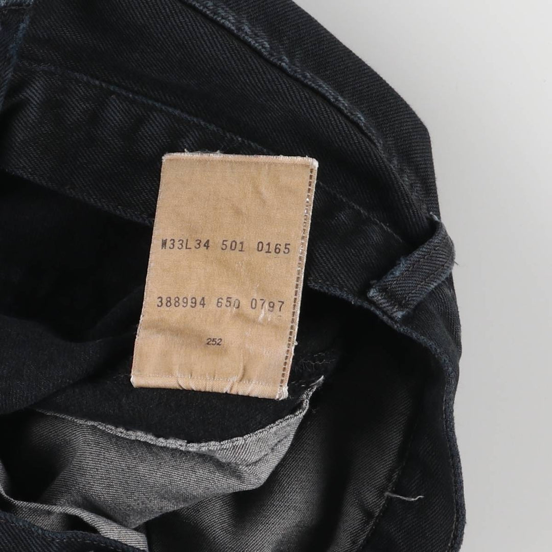 90'S Levi's 501-0165 Black Denim Straight Denim Pants Men's W29 Vintage cotton black type Vintage Second Hand
