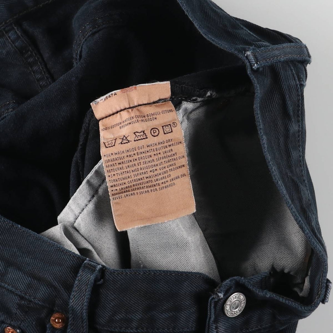 00'S Levi's 00501-0165 Euro model black denim straight denim pants for men size w34 cotton black type Vintage Second Hand