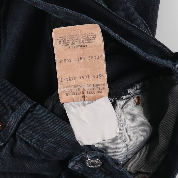 00'S Levi's 00501-0165 Euro model black denim straight denim pants for men size w34 cotton black type Vintage Second Hand
