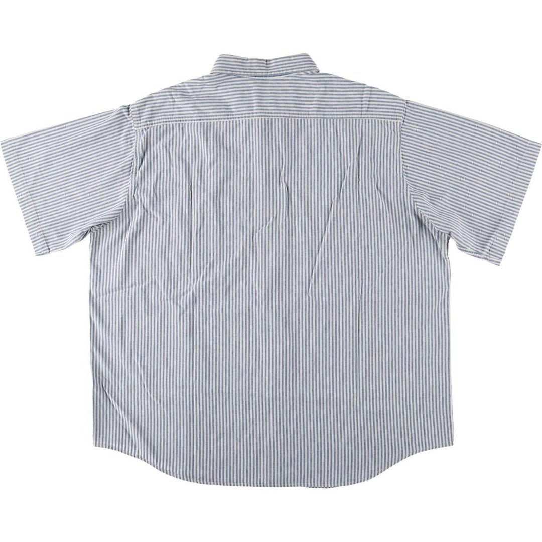 Carhartt Stripe Pattern Button-Down Short Sleeve Work Shirt, Men's Size XL unclear Blue type light blue Vintage Second Hand