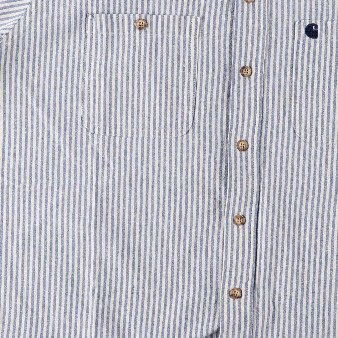 Carhartt Stripe Pattern Button-Down Short Sleeve Work Shirt, Men's Size XL unclear Blue type light blue Vintage Second Hand