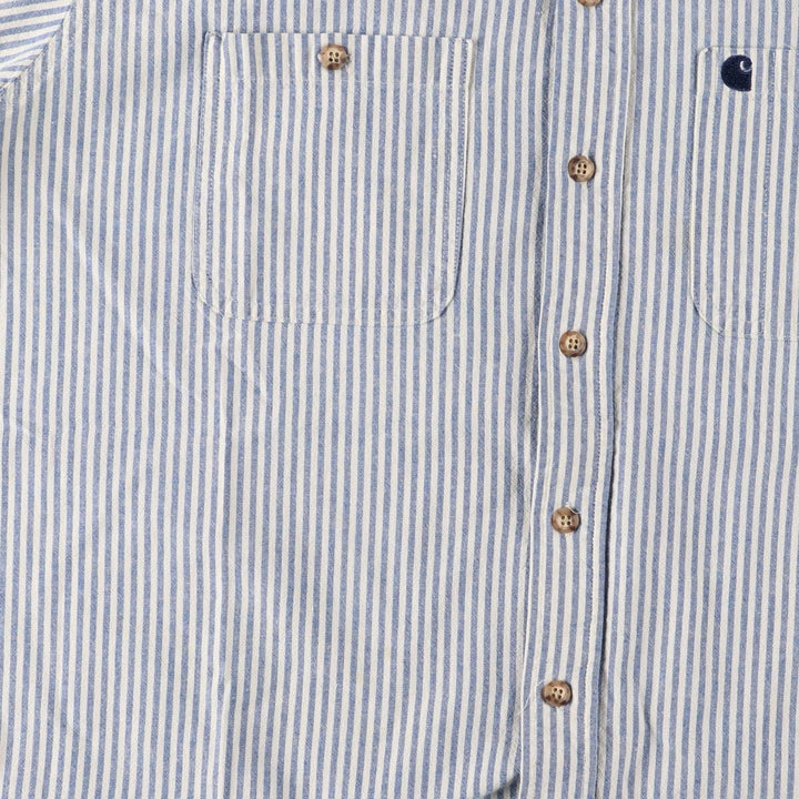 Carhartt Stripe Pattern Button-Down Short Sleeve Work Shirt, Men's Size XL unclear Blue type light blue Vintage Second Hand