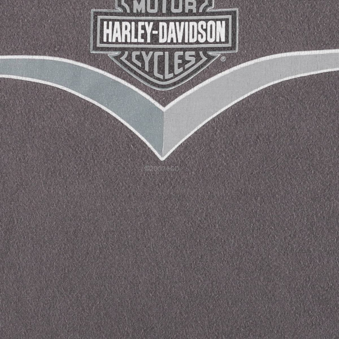 00'S Harley-Davidson Eagle Pattern Cut-off Motorcycle Bike T-shirt Men's L size unclear Charcoal Vintage Second Hand