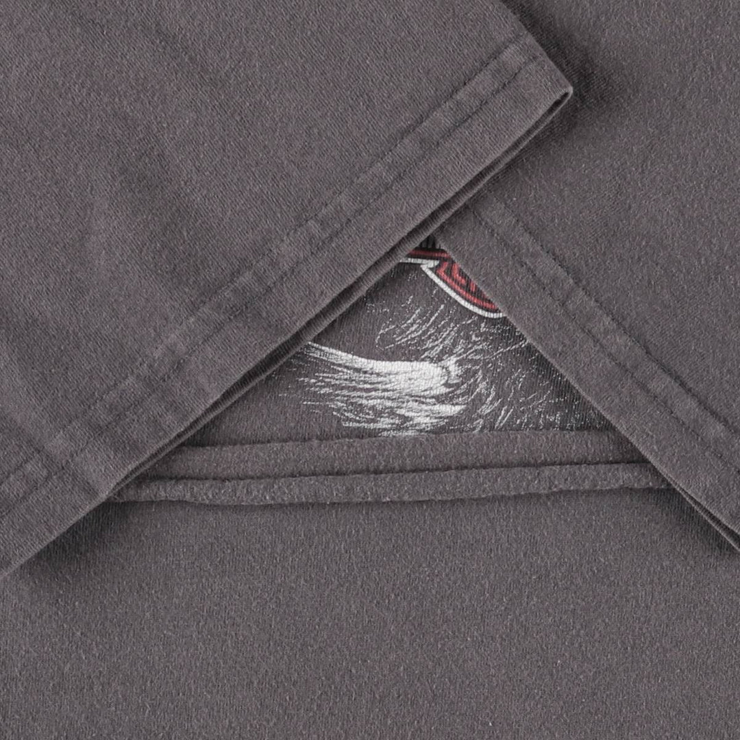 00'S Harley-Davidson Eagle Pattern Cut-off Motorcycle Bike T-shirt Men's L size unclear Charcoal Vintage Second Hand