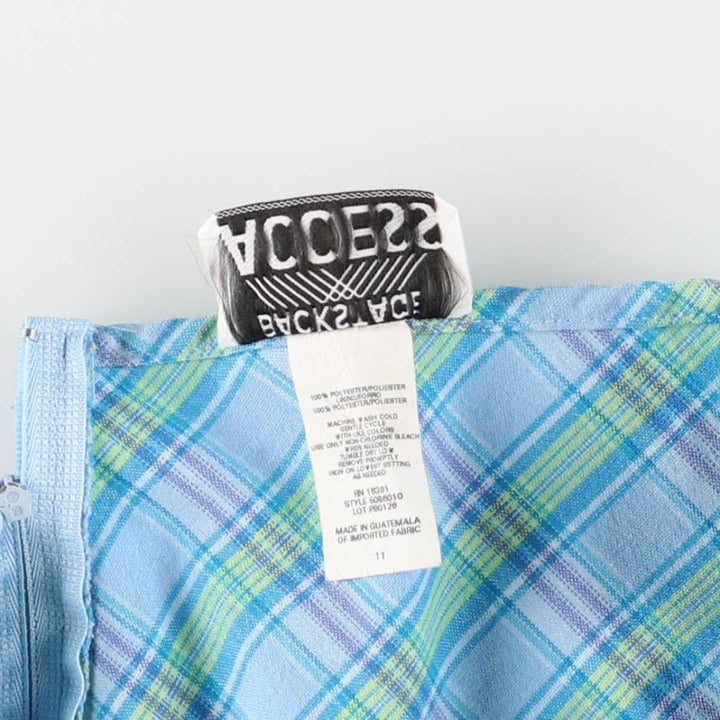 BACKSTAGE ACCESS Check Pattern Pleated Mini Skirt, Women's XL polyester Blue type light blue Vintage Second Hand
