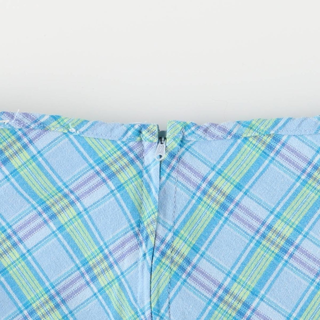 BACKSTAGE ACCESS Check Pattern Pleated Mini Skirt, Women's XL polyester Blue type light blue Vintage Second Hand