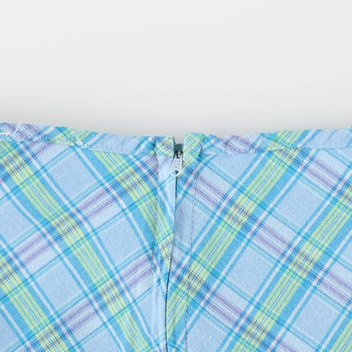 BACKSTAGE ACCESS Check Pattern Pleated Mini Skirt, Women's XL polyester Blue type light blue Vintage Second Hand