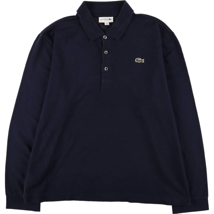 Lacoste SLIM FIT Long-Sleeve Polo Shirt, Size 6 (Men's XL equivalent) cotton navy blue type Vintage Second Hand