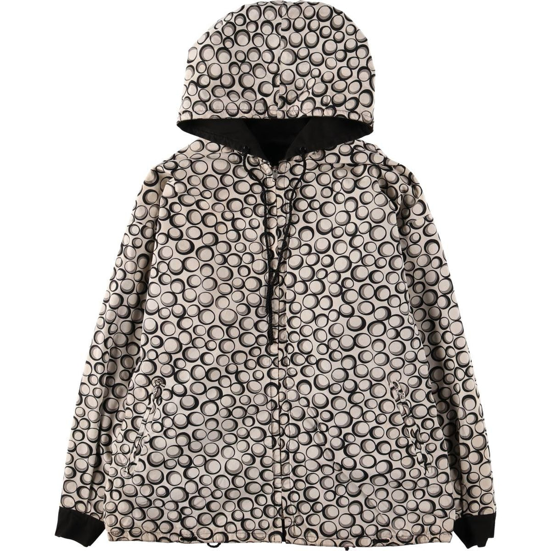 All-over print reversible nylon parka, women's size L equivalent, vintage. unclear black type Vintage Second Hand