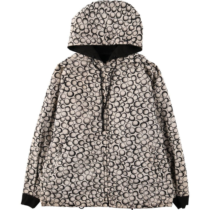 All-over print reversible nylon parka, women's size L equivalent, vintage. unclear black type Vintage Second Hand