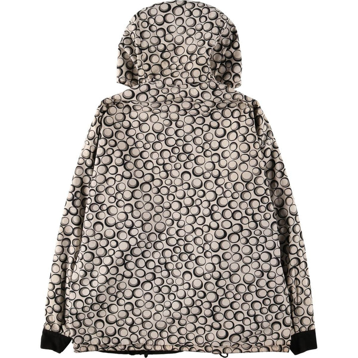 All-over print reversible nylon parka, women's size L equivalent, vintage. unclear black type Vintage Second Hand