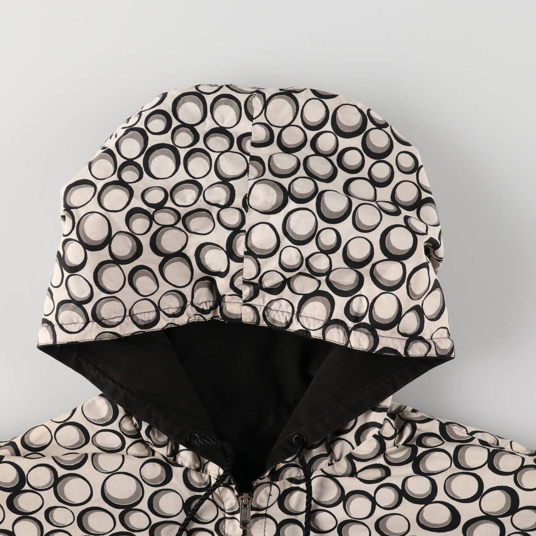 All-over print reversible nylon parka, women's size L equivalent, vintage. unclear black type Vintage Second Hand