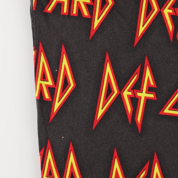 DEF LEPPARD All-Over Print Band T-Shirt, Men's Size L cotton Charcoal Vintage Second Hand