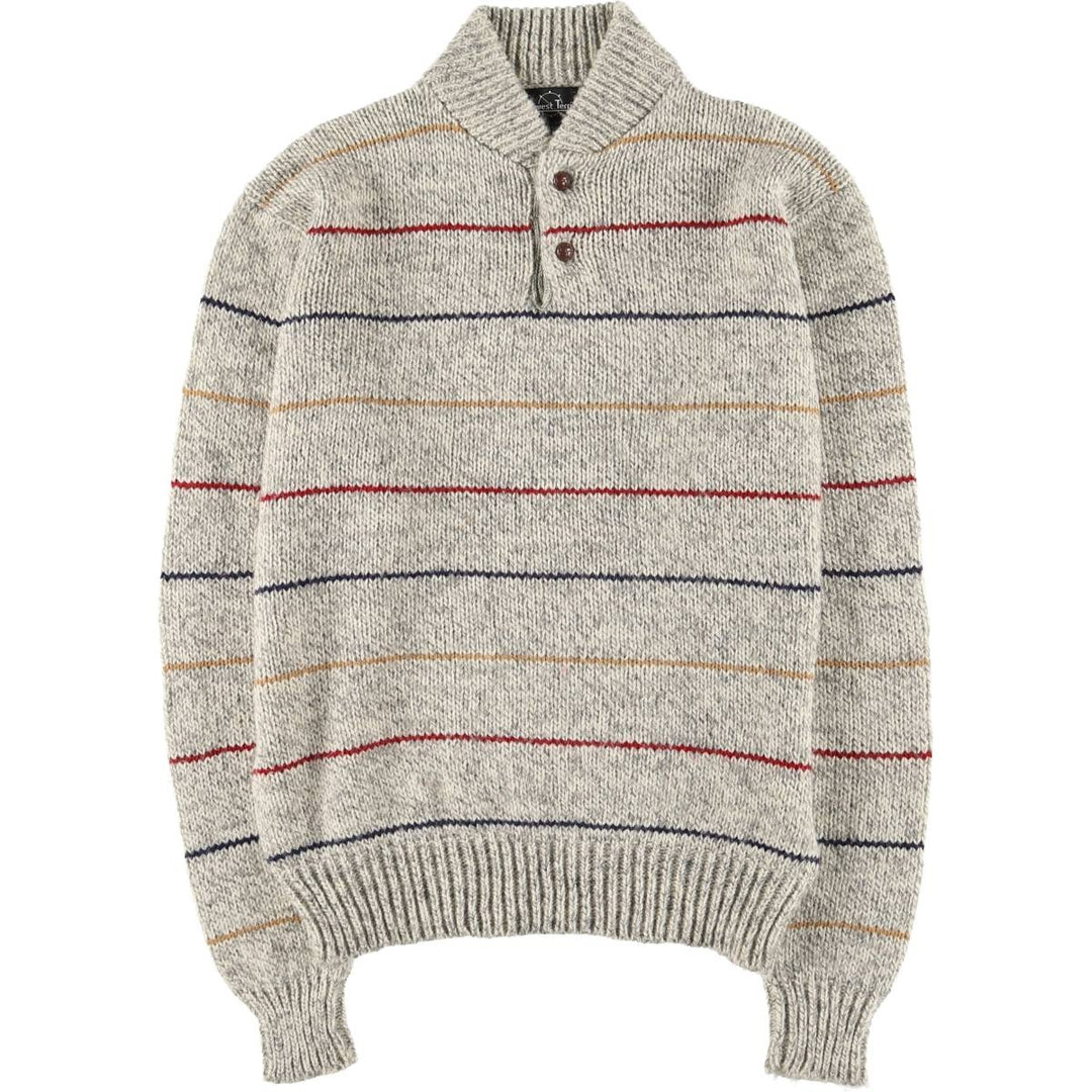 Northwest Territory Border Pattern Cotton Knit Sweater, Men's Size L acrylic gray type Vintage Second Hand