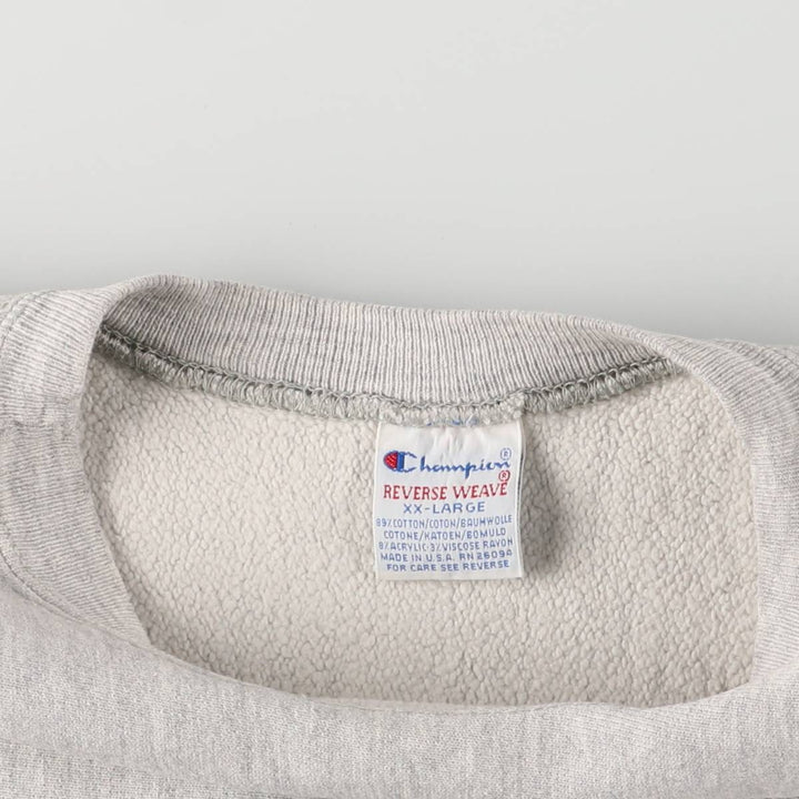 Vintage 90'S Champion Reverse Weave College Sweatshirt with Embroidered Tag, Made in USA, Men's XXL cotton gray type Vintage Second Hand