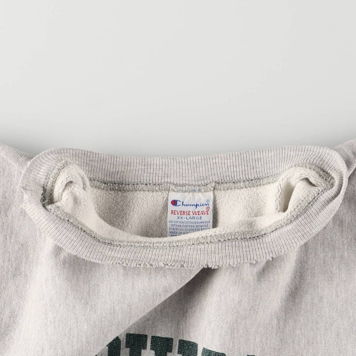 Vintage 90'S Champion Reverse Weave College Sweatshirt with Embroidered Tag, Made in USA, Men's XXL cotton gray type Vintage Second Hand