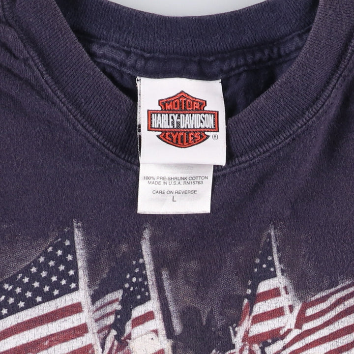 00'S Harley-Davidson Motorcycle Bike T-shirt Made in USA Men's L size cotton black type Vintage Second Hand
