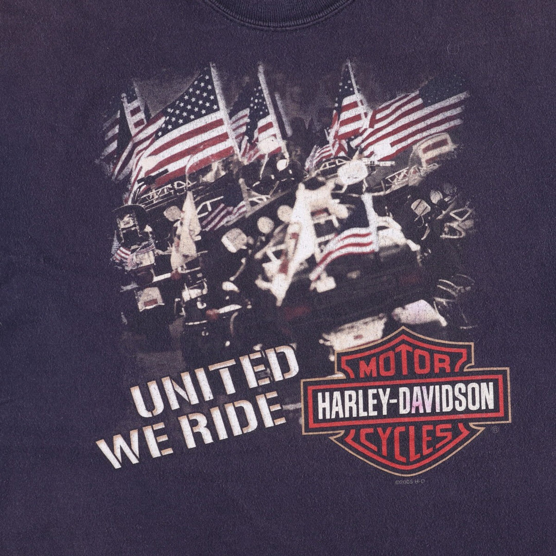 00'S Harley-Davidson Motorcycle Bike T-shirt Made in USA Men's L size cotton black type Vintage Second Hand
