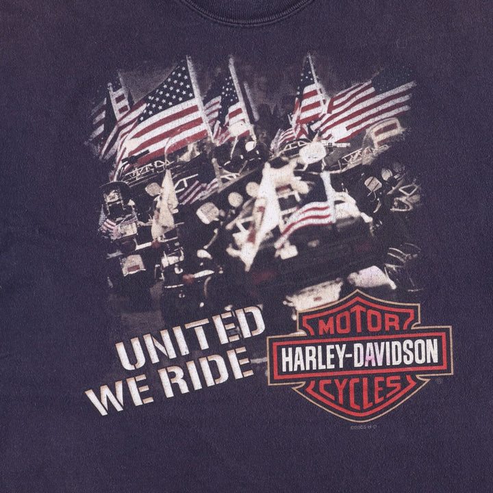 00'S Harley-Davidson Motorcycle Bike T-shirt Made in USA Men's L size cotton black type Vintage Second Hand