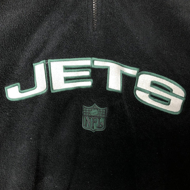 2000s~ Reebok NFL New York Jets Half-Zip Fleece Pullover, Men's Size L polyester black type Vintage Second Hand
