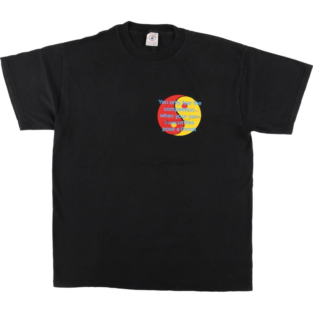 00'S Delta DELTA Message Print T-shirt Men's L size cotton black type Vintage Second Hand
