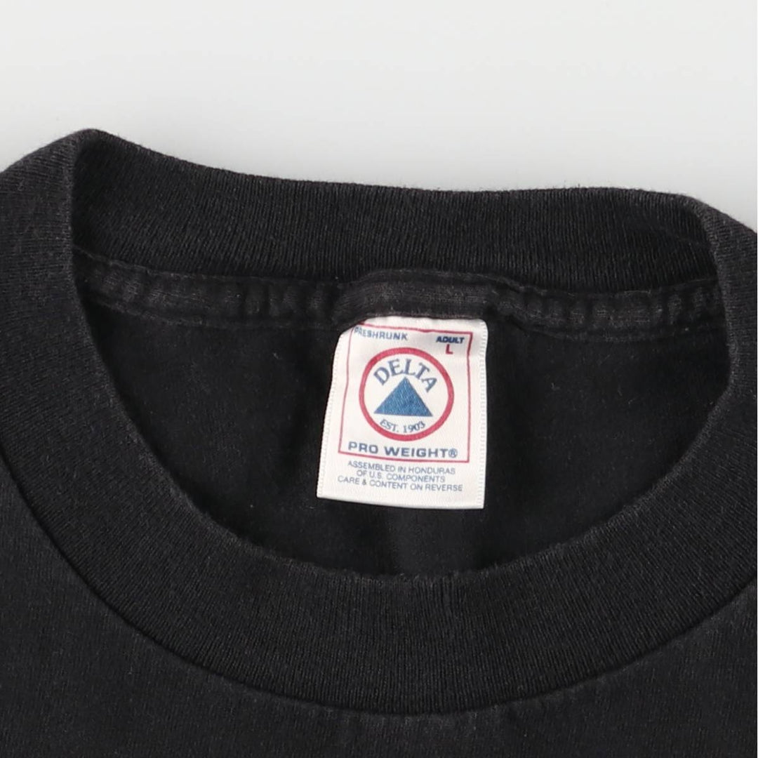 00'S Delta DELTA Message Print T-shirt Men's L size cotton black type Vintage Second Hand