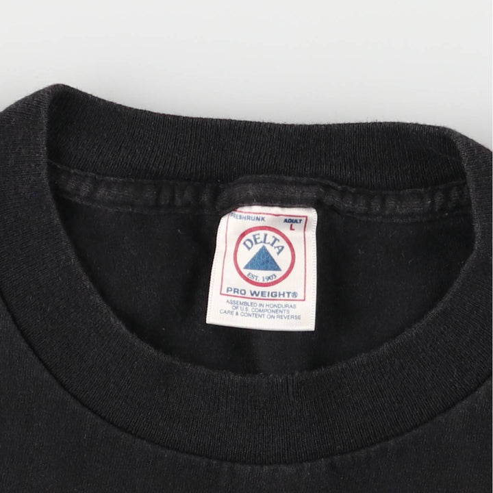 00'S Delta DELTA Message Print T-shirt Men's L size cotton black type Vintage Second Hand