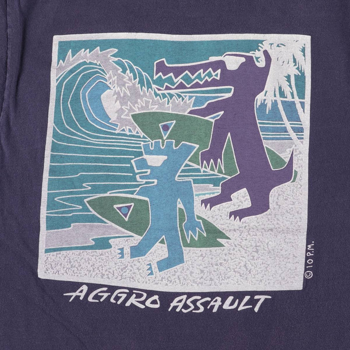 90'S Vintage Printed T-Shirt, Men's M Size cotton navy blue type Vintage Second Hand