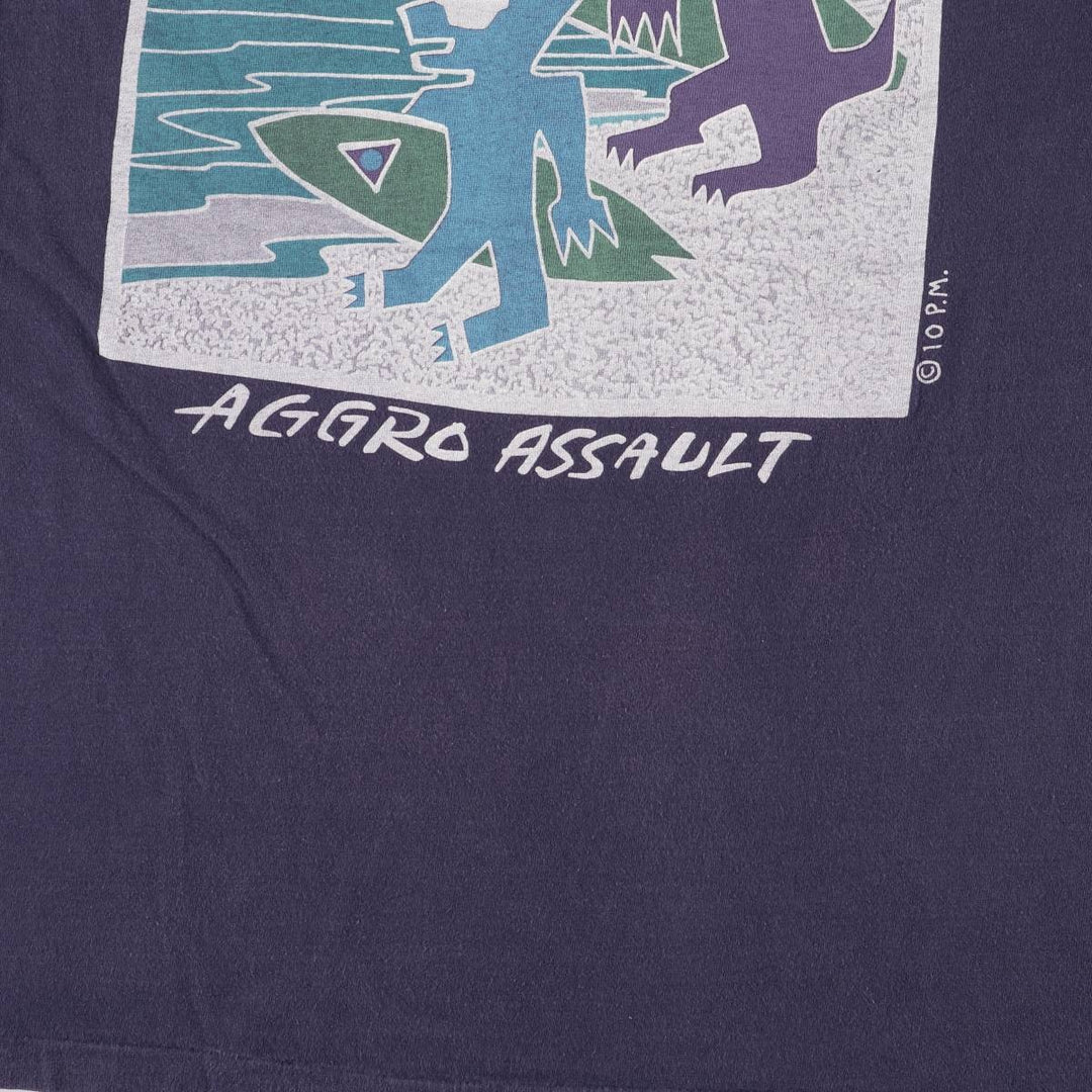 90'S Vintage Printed T-Shirt, Men's M Size cotton navy blue type Vintage Second Hand