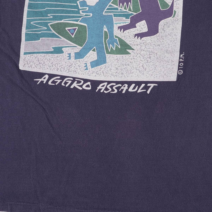 90'S Vintage Printed T-Shirt, Men's M Size cotton navy blue type Vintage Second Hand