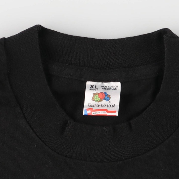 90'S Fruit of the Loom printed T-shirt, made in the USA, men's XL size, vintage cotton black type Vintage Second Hand