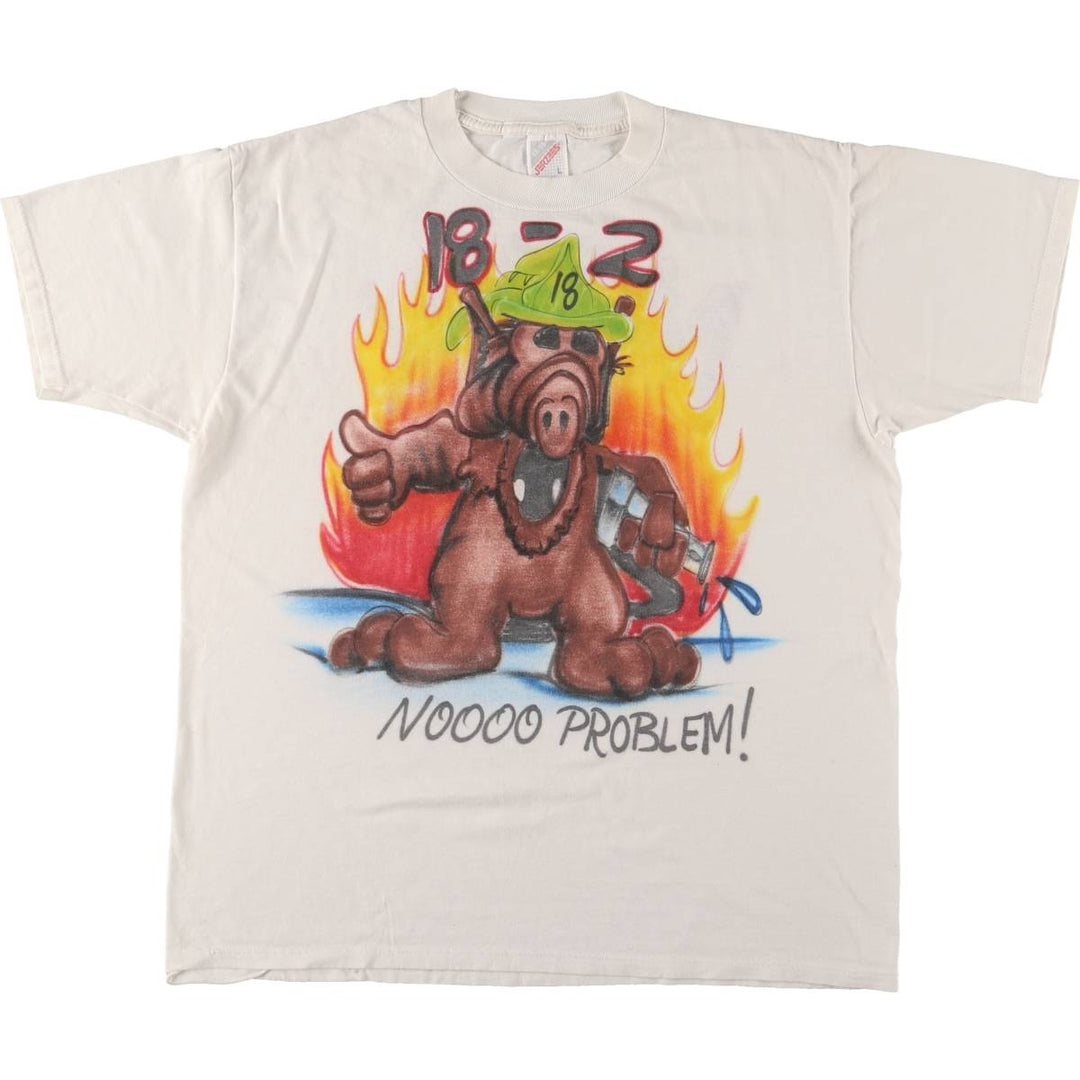 90'S Jerzees Art T-shirt Made in USA Men's L Size Vintage cotton white type Vintage Second Hand