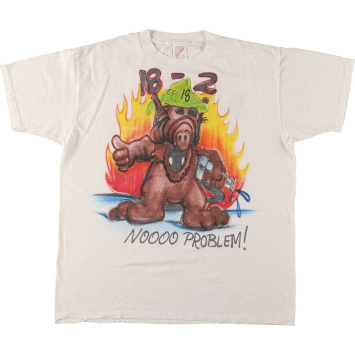 90'S Jerzees Art T-shirt Made in USA Men's L Size Vintage cotton white type Vintage Second Hand