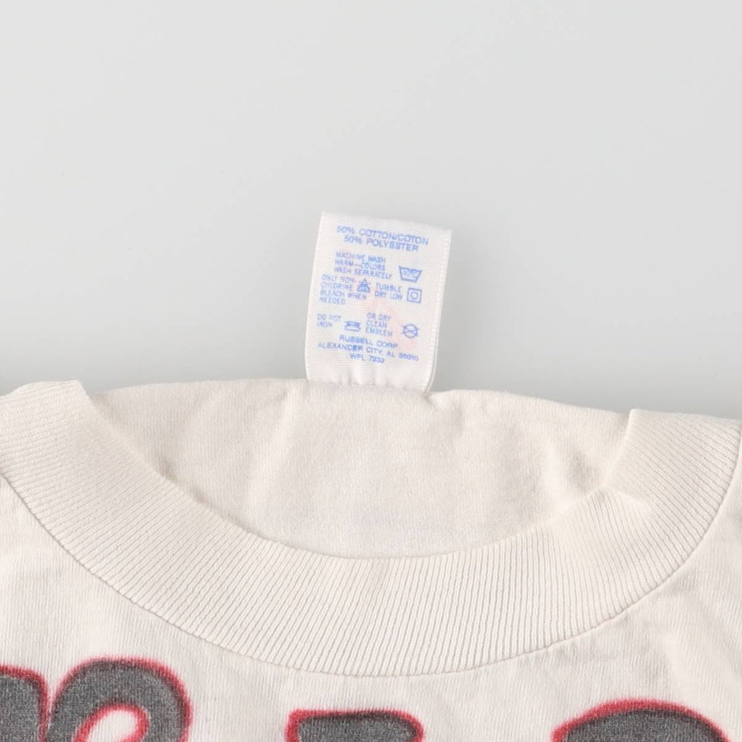 90'S Jerzees Art T-shirt Made in USA Men's L Size Vintage cotton white type Vintage Second Hand