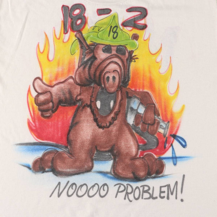 90'S Jerzees Art T-shirt Made in USA Men's L Size Vintage cotton white type Vintage Second Hand