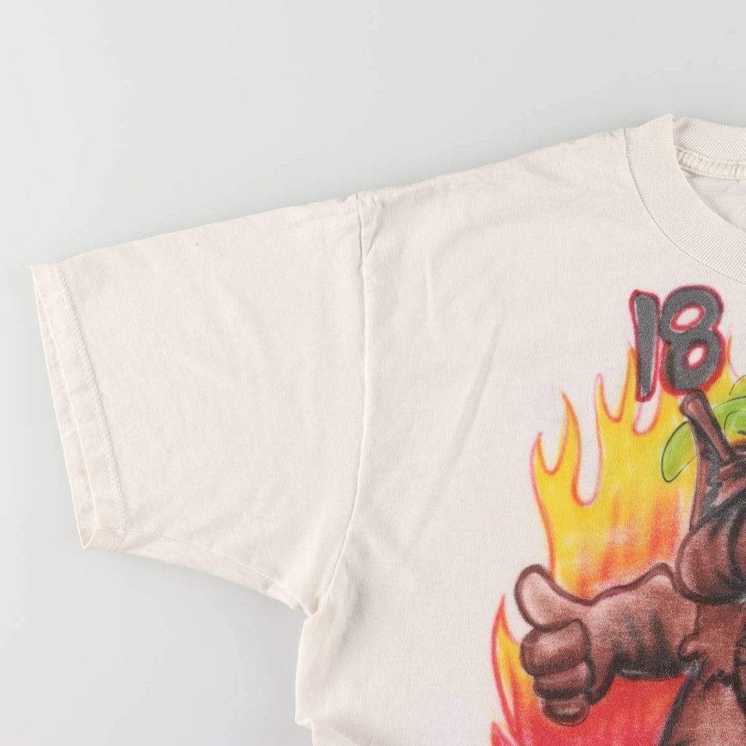 90'S Jerzees Art T-shirt Made in USA Men's L Size Vintage cotton white type Vintage Second Hand
