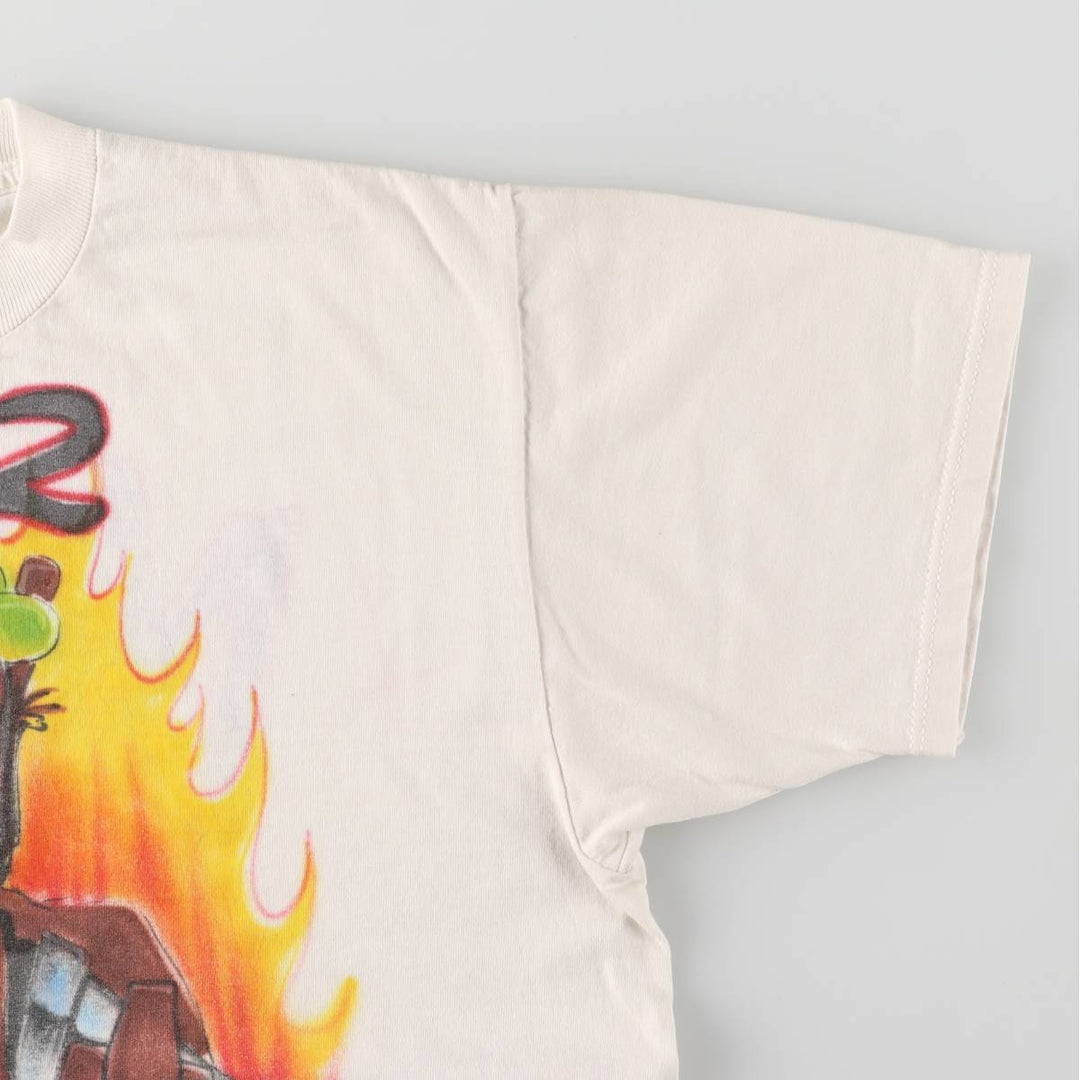 90'S Jerzees Art T-shirt Made in USA Men's L Size Vintage cotton white type Vintage Second Hand