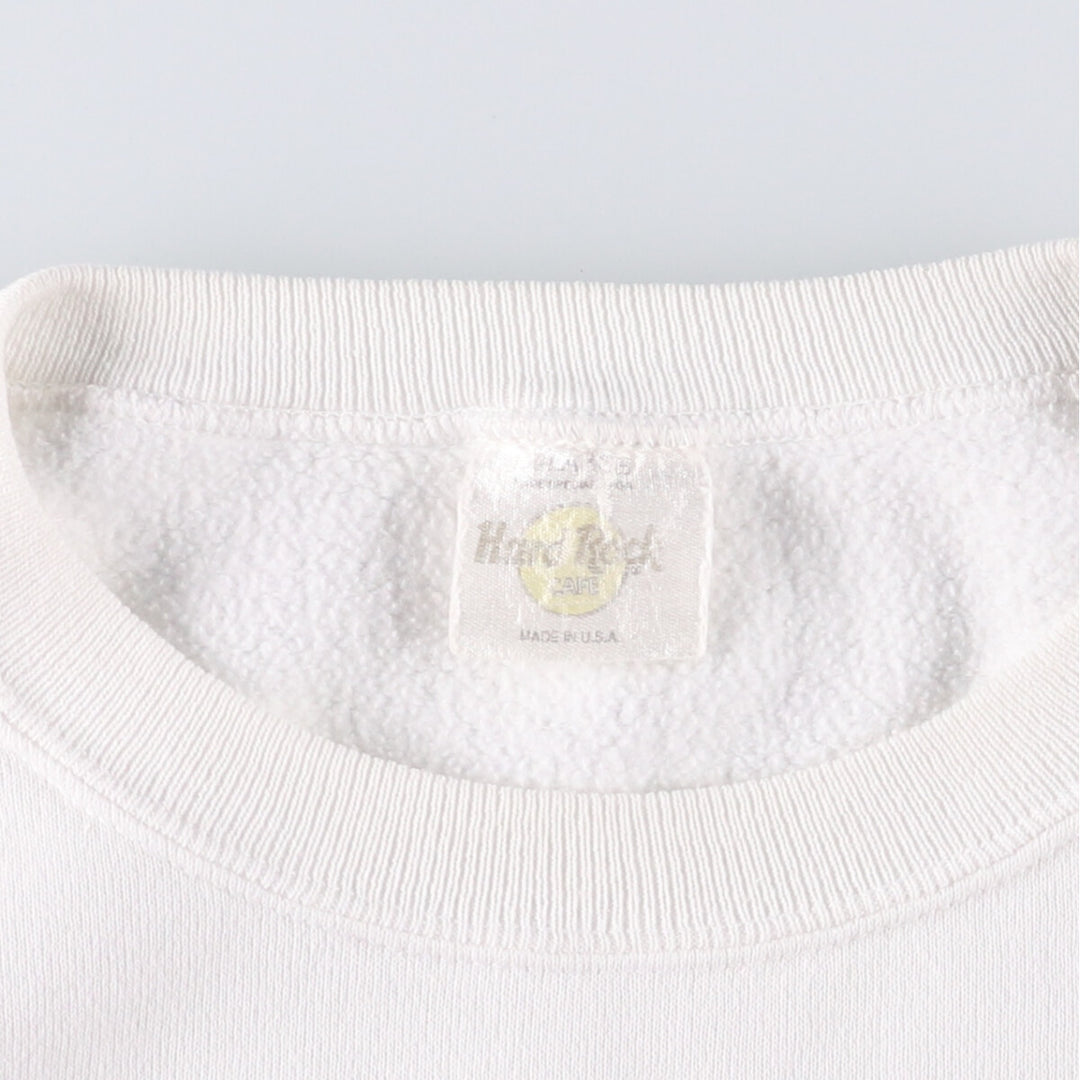 90'S HARD ROCK CAFE Advertising Sweatshirt, Made in USA, Men's XL cotton white type Vintage Second Hand