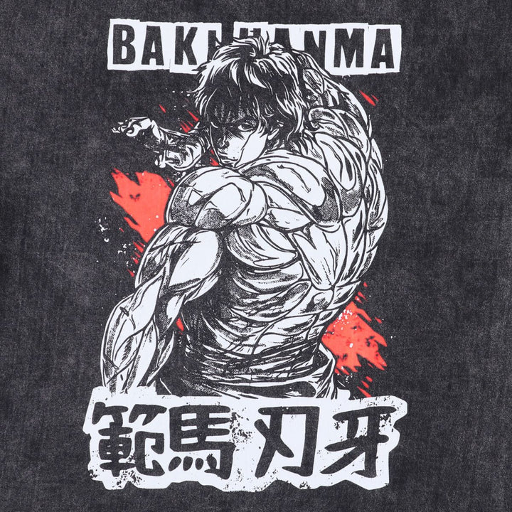 BAKI Baki Anime Character Print T-Shirt Men's M Size unclear black type Vintage Second Hand