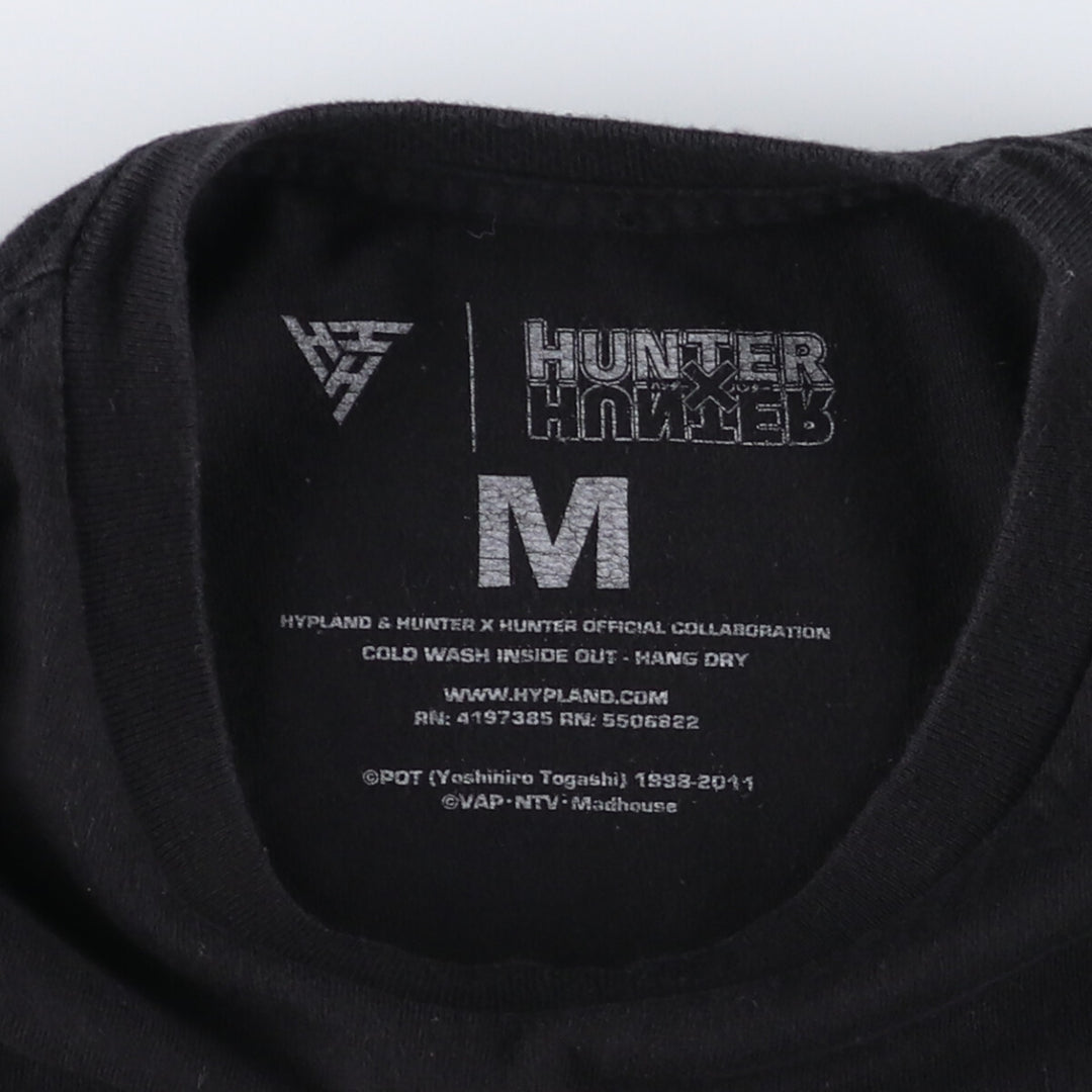 HUNTER HUNTER Anime Character Print T-shirt Men's M size unclear black type Vintage Second Hand