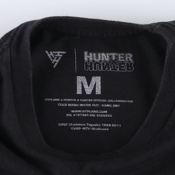 HUNTER HUNTER Anime Character Print T-shirt Men's M size unclear black type Vintage Second Hand