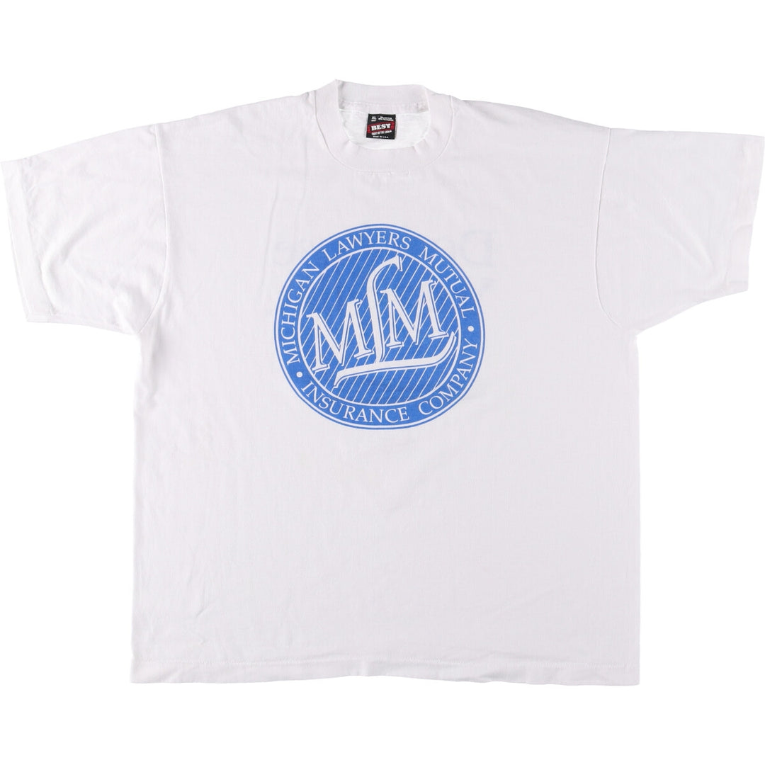 90'S Fruit of the Loom Michigan Lawyers Mutual Insurance Company Advertising T-Shirt Made in USA Men's XL Vintage cotton white type Vintage Second Hand