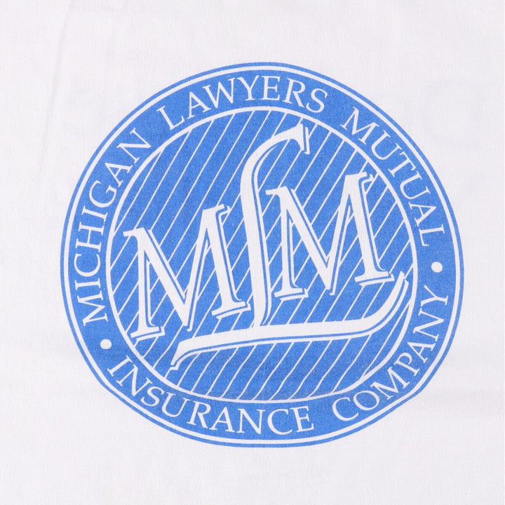 90'S Fruit of the Loom Michigan Lawyers Mutual Insurance Company Advertising T-Shirt Made in USA Men's XL Vintage cotton white type Vintage Second Hand