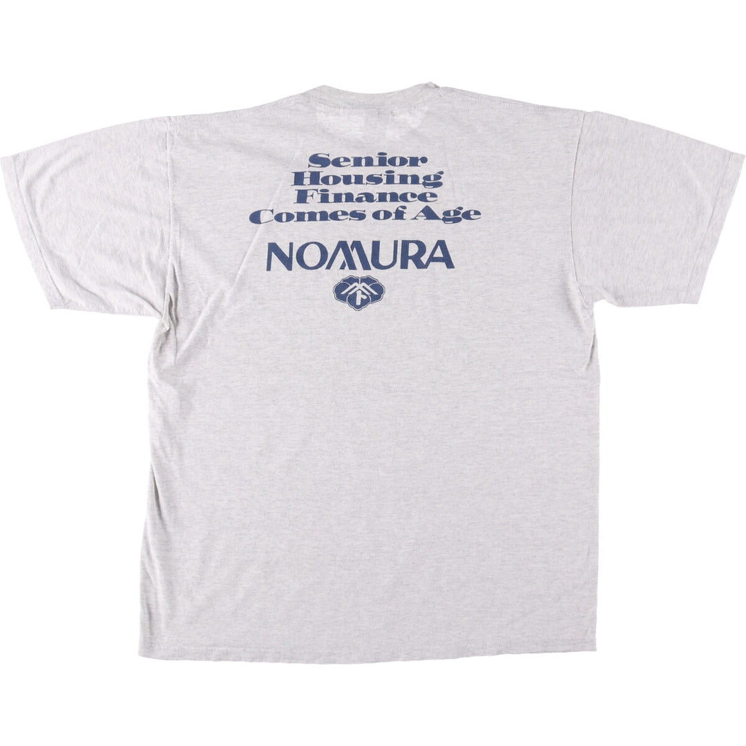 90'S Jerseys NOMURA Nomura Securities Advertising T-shirt Made in USA Men's XL Vintage cotton gray type Vintage Second Hand